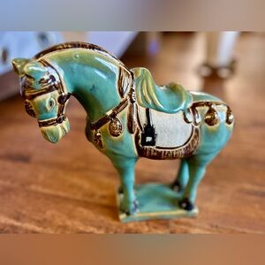 Tang Dynasty Style Chinese Horse Figurine Sancai Glazed Terracotta 10”